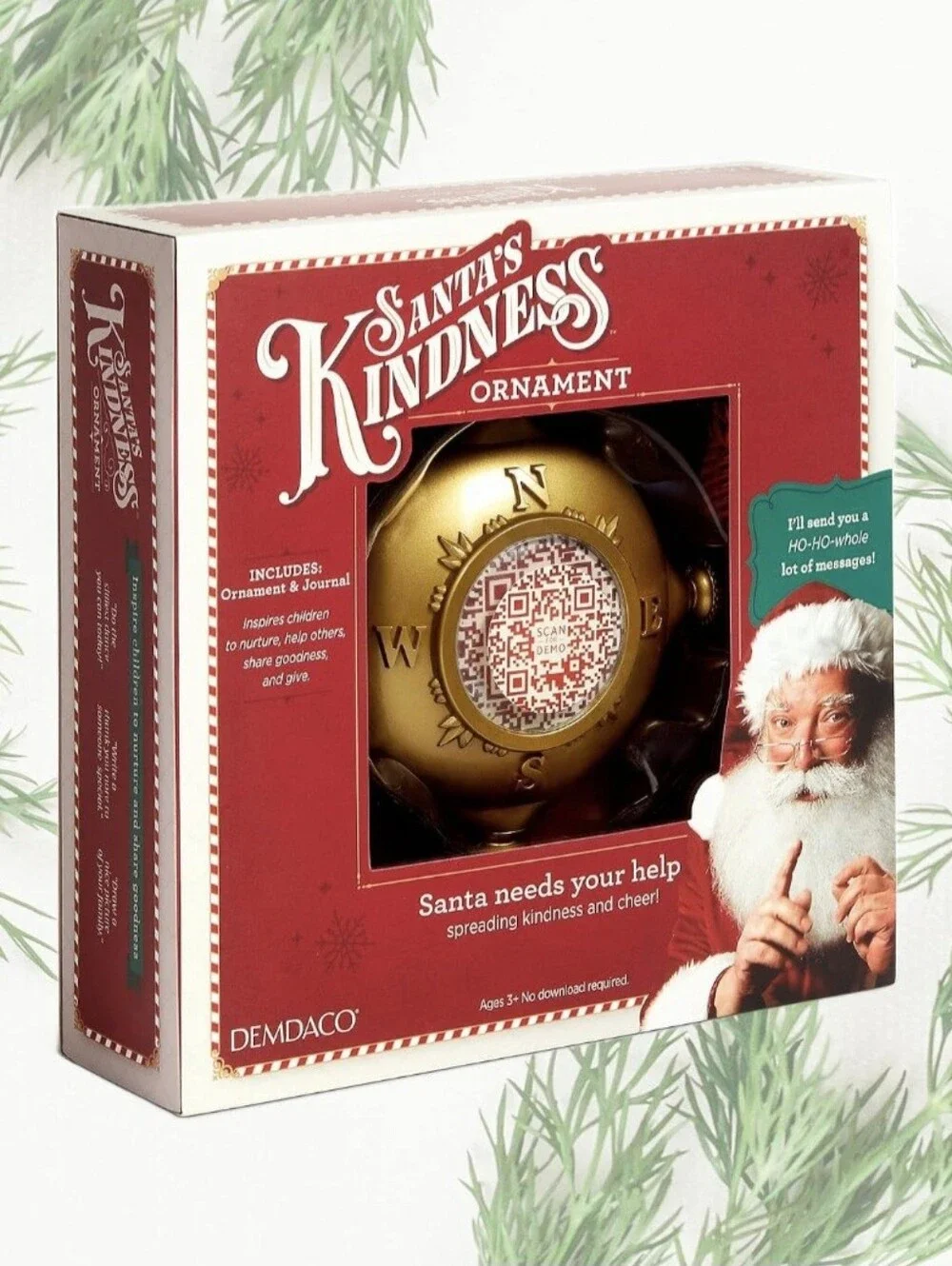 New From HALLMARK! Demdaco Gold Santa's Kindness Compass Ornament With Journal